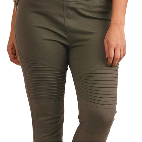 Umgee Khaki Moto Style Deep Tan Cotton Blend Stretch Pull On Jeggings Size Small - Picture 3 of 12